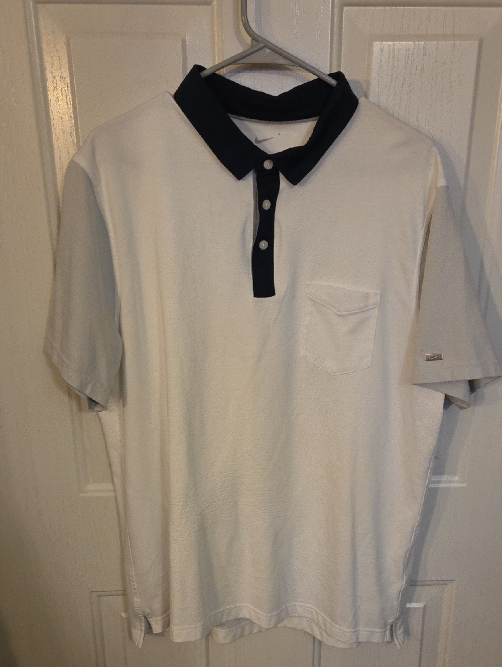 Nike White Polo with Blue Collar and Placket Size XL